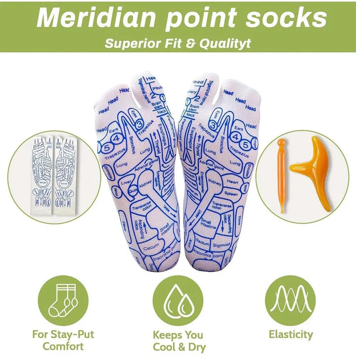 Reflexology socks with massage tool